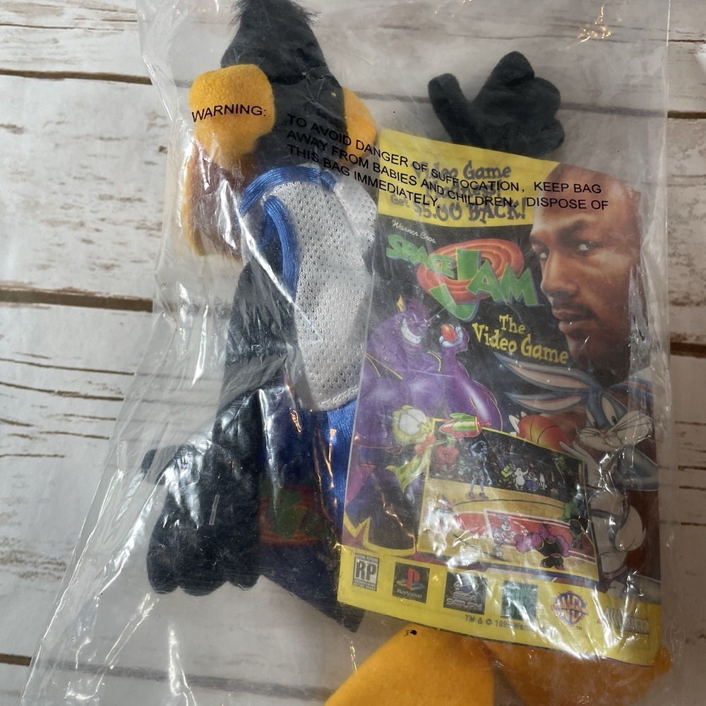 Vintage 1996 Space Jam McDonald's Happy Meal Plush Toys Daffy Duck & Taz Sealed - Picture 8 of 8